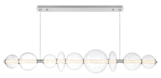 Eurofase Lighting Atomo 74" 9-Light Integrated LED Clear Glass Shade Chrome Linear Chandelier