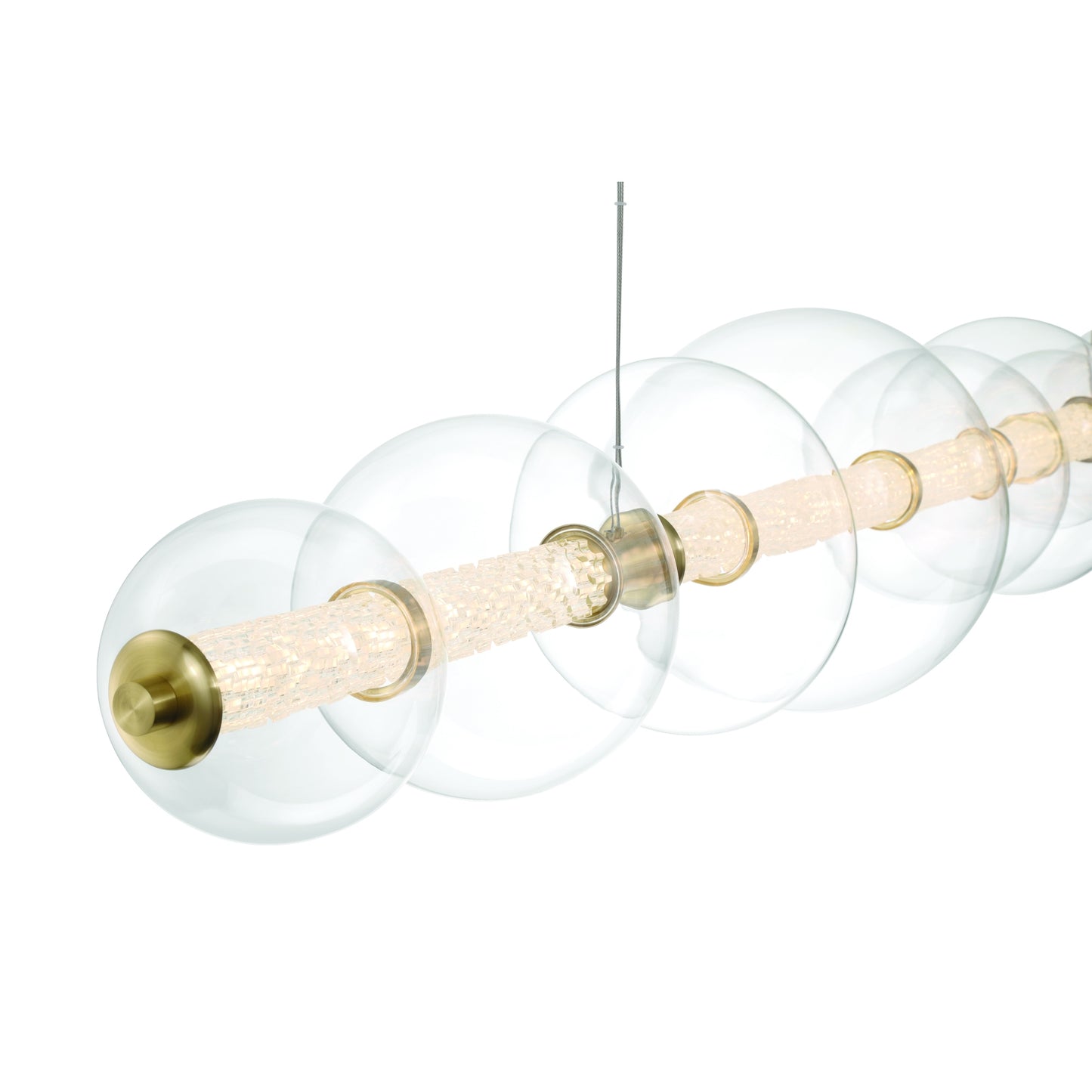 Eurofase Lighting Atomo 74" 9-Light Integrated LED Clear Glass Shade Gold Linear Chandelier