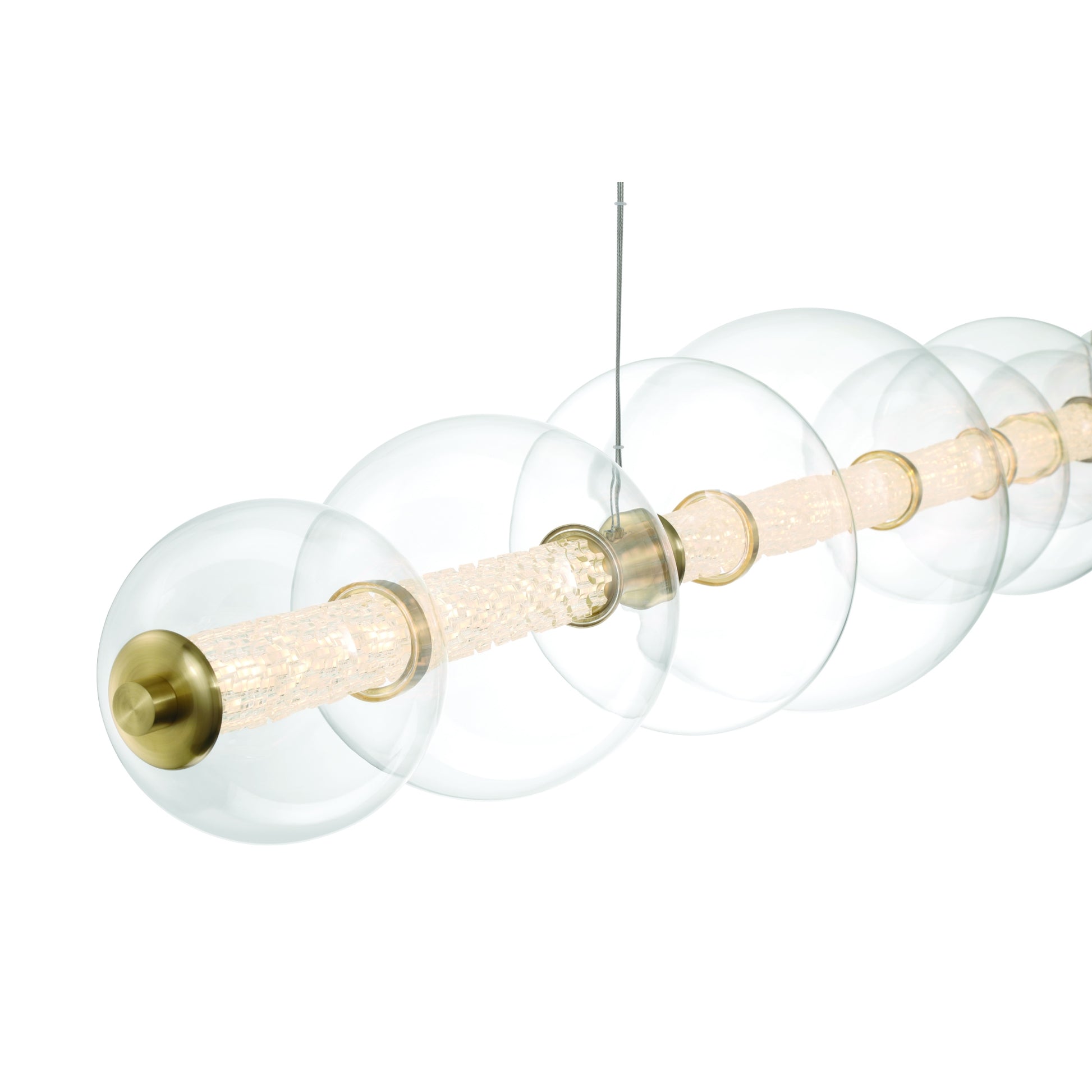 Eurofase Lighting Atomo 74" 9-Light Integrated LED Clear Glass Shade Gold Linear Chandelier