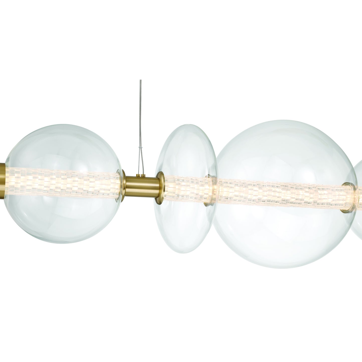 Eurofase Lighting Atomo 74" 9-Light Integrated LED Clear Glass Shade Gold Linear Chandelier