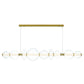 Eurofase Lighting Atomo 74" 9-Light Integrated LED Clear Glass Shade Gold Linear Chandelier