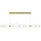 Eurofase Lighting Atomo 74" 9-Light Integrated LED Clear Glass Shade Gold Linear Chandelier