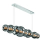 Eurofase Lighting Atomo 74" 9-Light Integrated LED Smoke Glass Shade Chrome Linear Chandelier