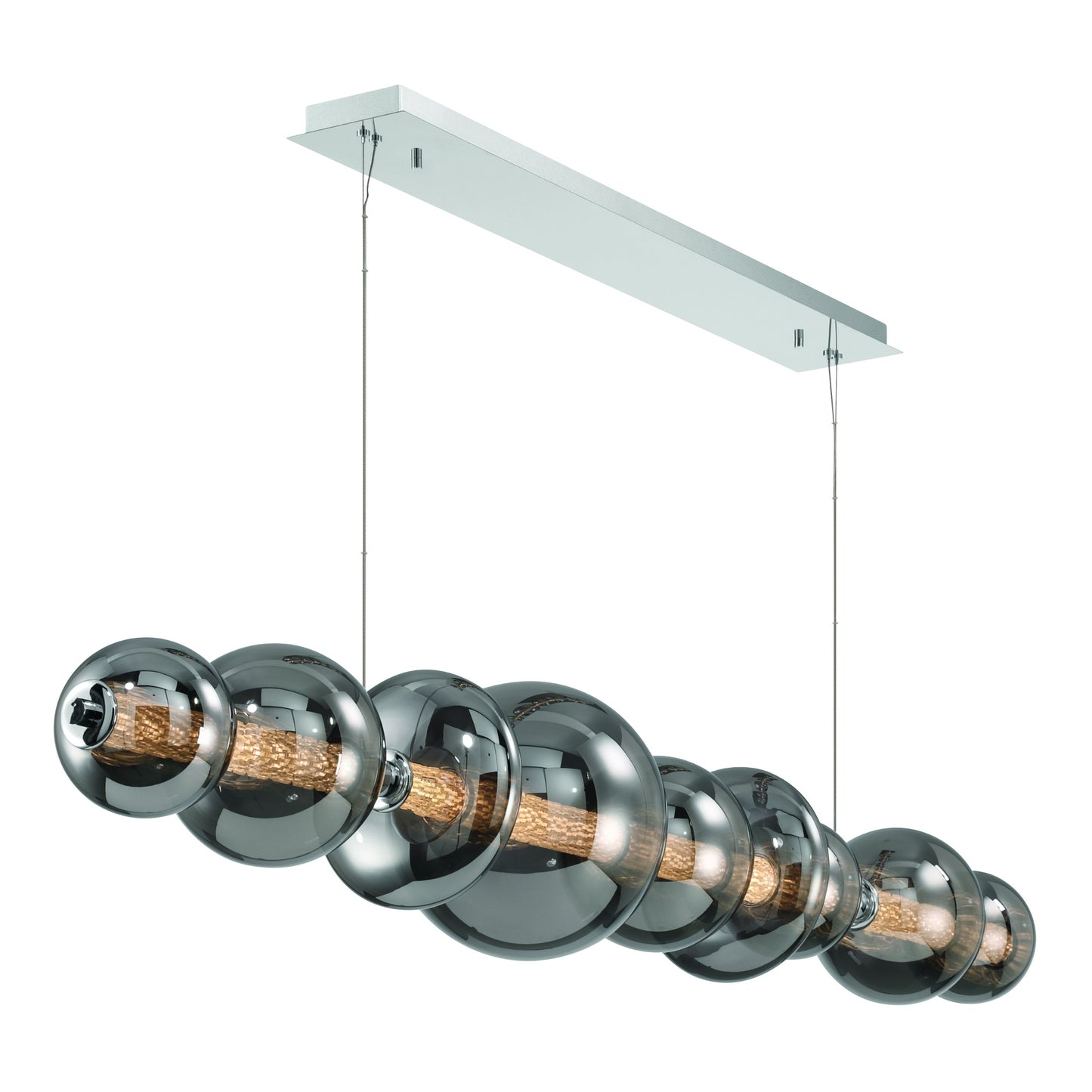 Eurofase Lighting Atomo 74" 9-Light Integrated LED Smoke Glass Shade Chrome Linear Chandelier