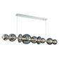 Eurofase Lighting Atomo 74" 9-Light Integrated LED Smoke Glass Shade Chrome Linear Chandelier
