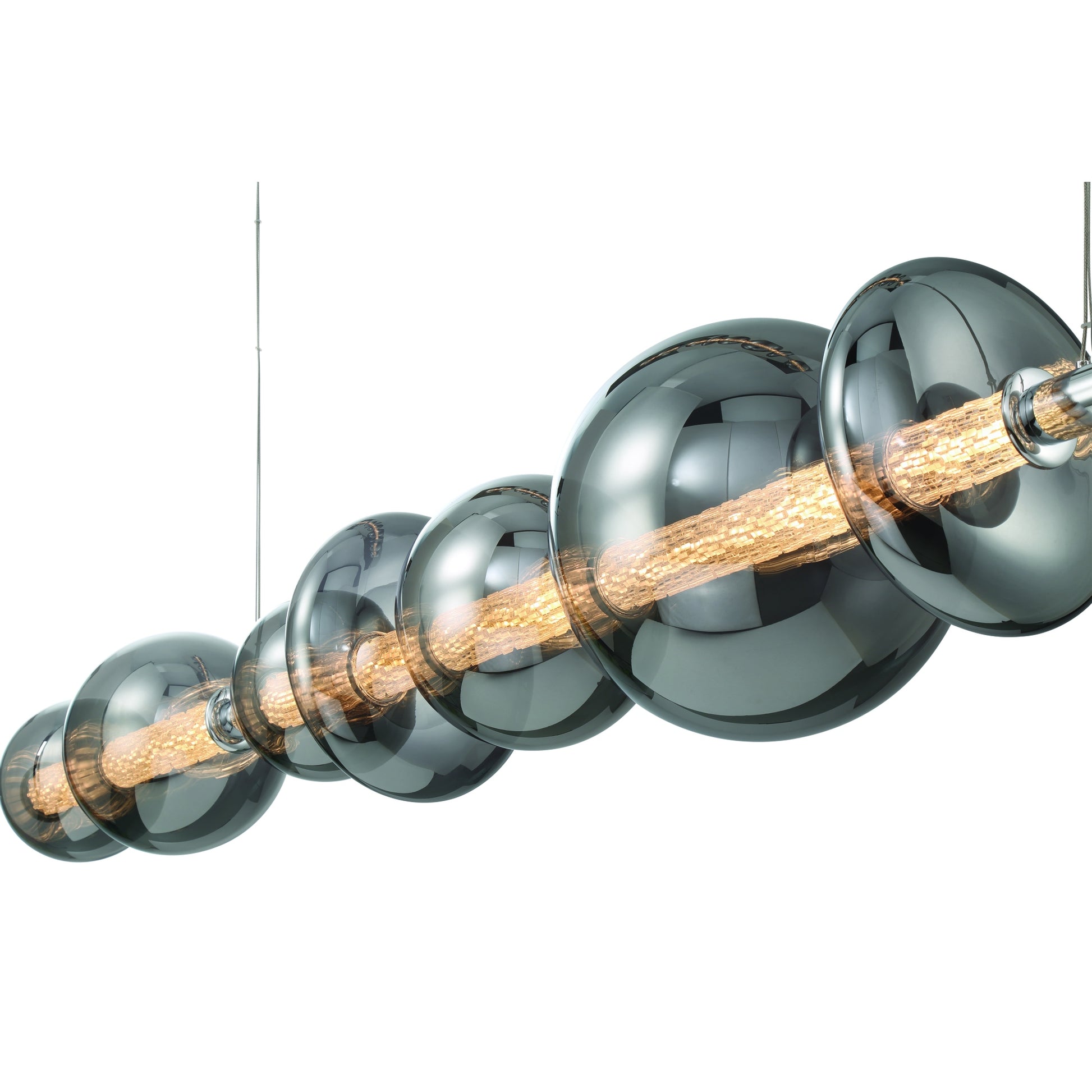 Eurofase Lighting Atomo 74" 9-Light Integrated LED Smoke Glass Shade Chrome Linear Chandelier