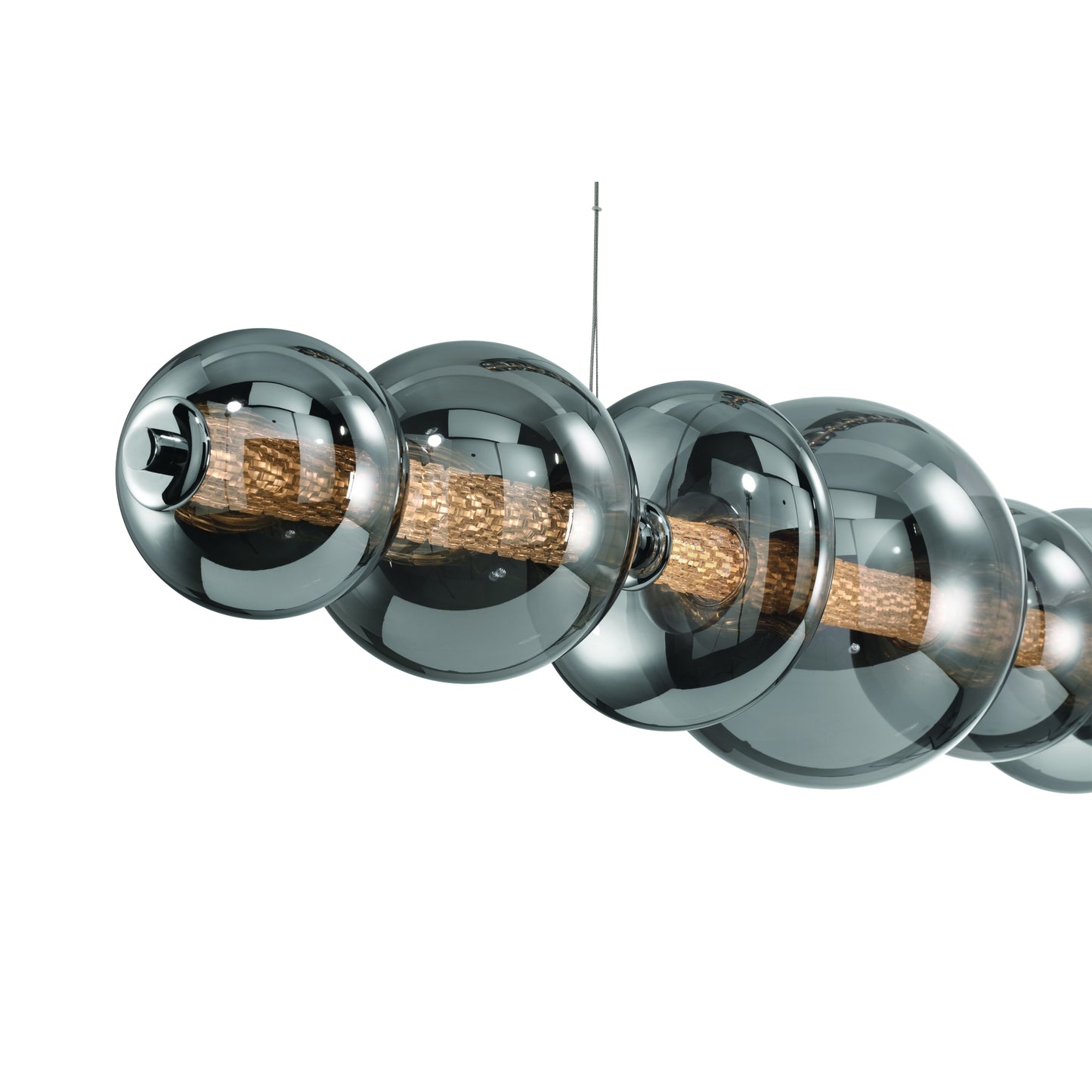 Eurofase Lighting Atomo 74" 9-Light Integrated LED Smoke Glass Shade Chrome Linear Chandelier
