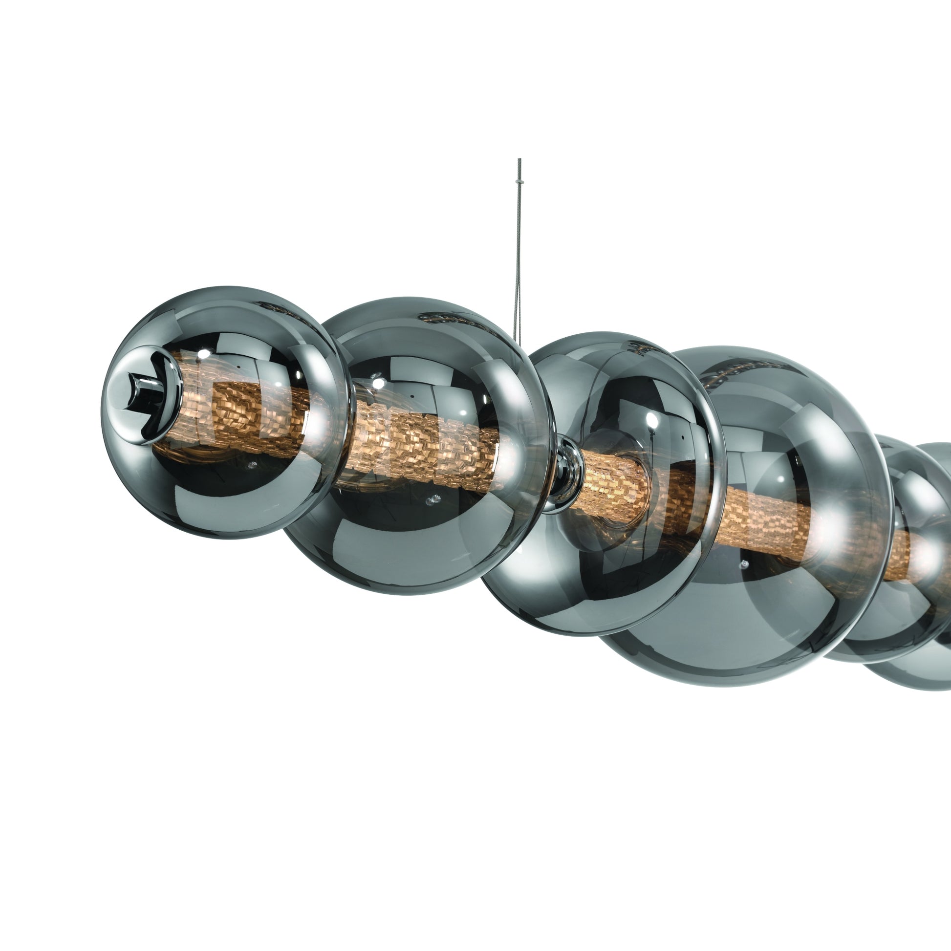 Eurofase Lighting Atomo 74" 9-Light Integrated LED Smoke Glass Shade Chrome Linear Chandelier