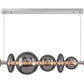Eurofase Lighting Atomo 74" 9-Light Integrated LED Smoke Glass Shade Chrome Linear Chandelier