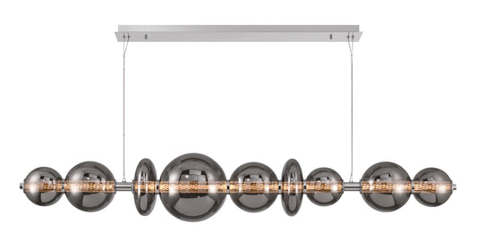 Eurofase Lighting Atomo 74" 9-Light Integrated LED Smoke Glass Shade Chrome Linear Chandelier