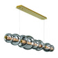 Eurofase Lighting Atomo 74" 9-Light Integrated LED Smoke Glass Shade Gold Linear Chandelier