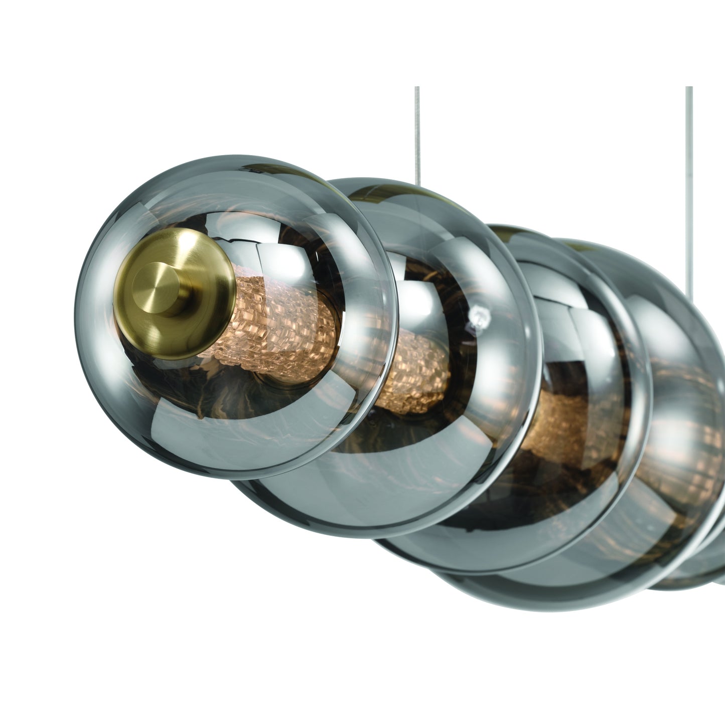 Eurofase Lighting Atomo 74" 9-Light Integrated LED Smoke Glass Shade Gold Linear Chandelier