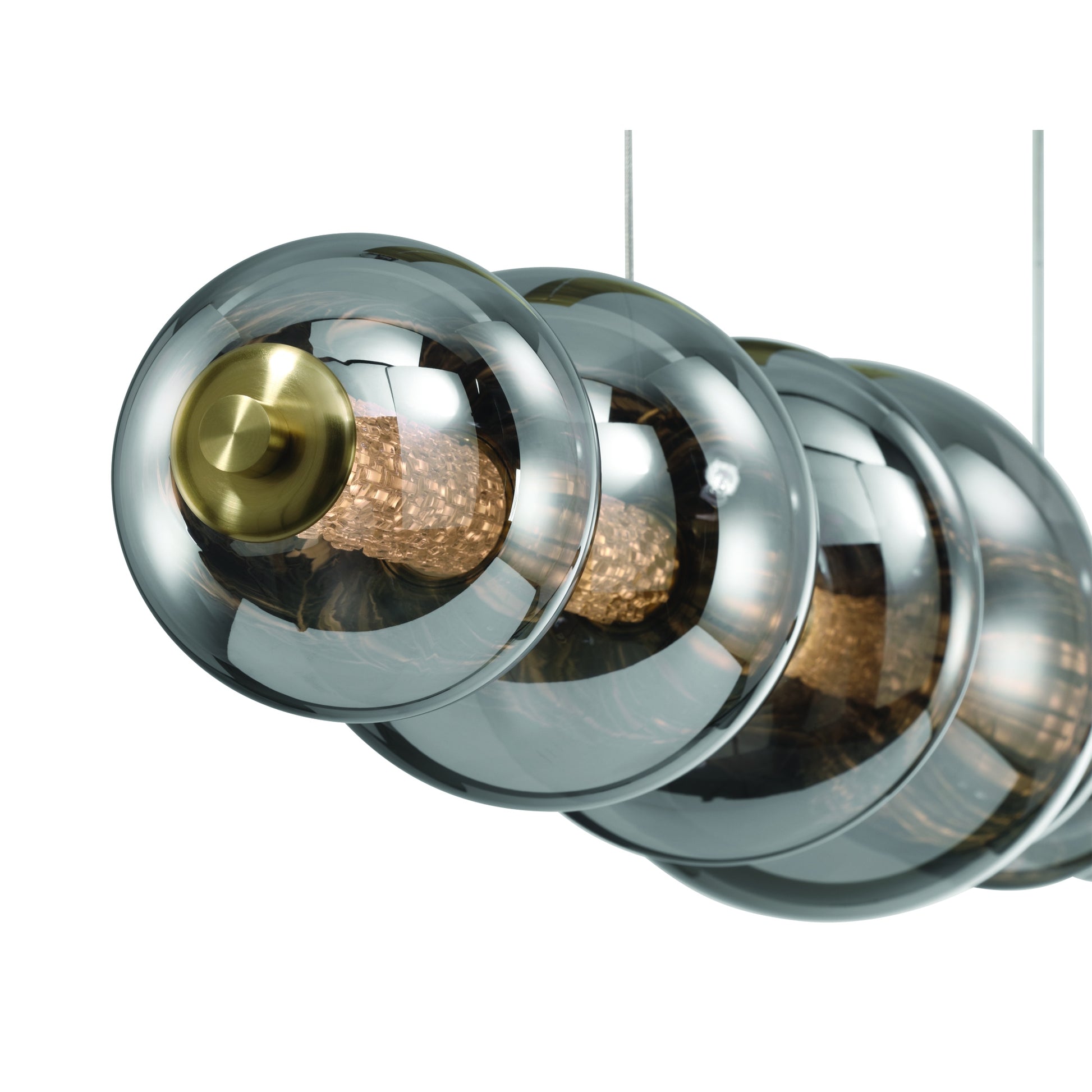 Eurofase Lighting Atomo 74" 9-Light Integrated LED Smoke Glass Shade Gold Linear Chandelier