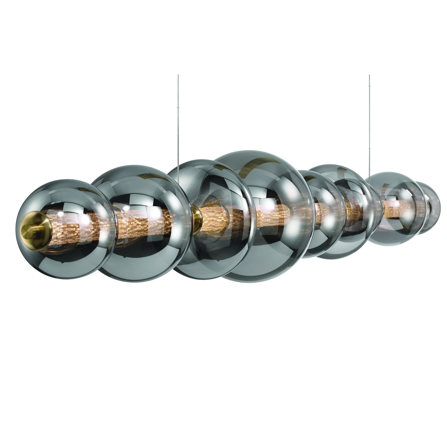Eurofase Lighting Atomo 74" 9-Light Integrated LED Smoke Glass Shade Gold Linear Chandelier
