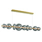 Eurofase Lighting Atomo 74" 9-Light Integrated LED Smoke Glass Shade Gold Linear Chandelier
