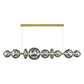 Eurofase Lighting Atomo 74" 9-Light Integrated LED Smoke Glass Shade Gold Linear Chandelier