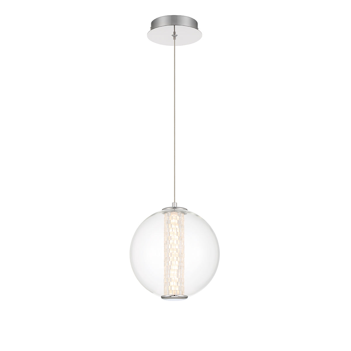 Eurofase Lighting Atomo 9" Chrome Round Dimmable LED Pendant Light With Clear Glass Shade