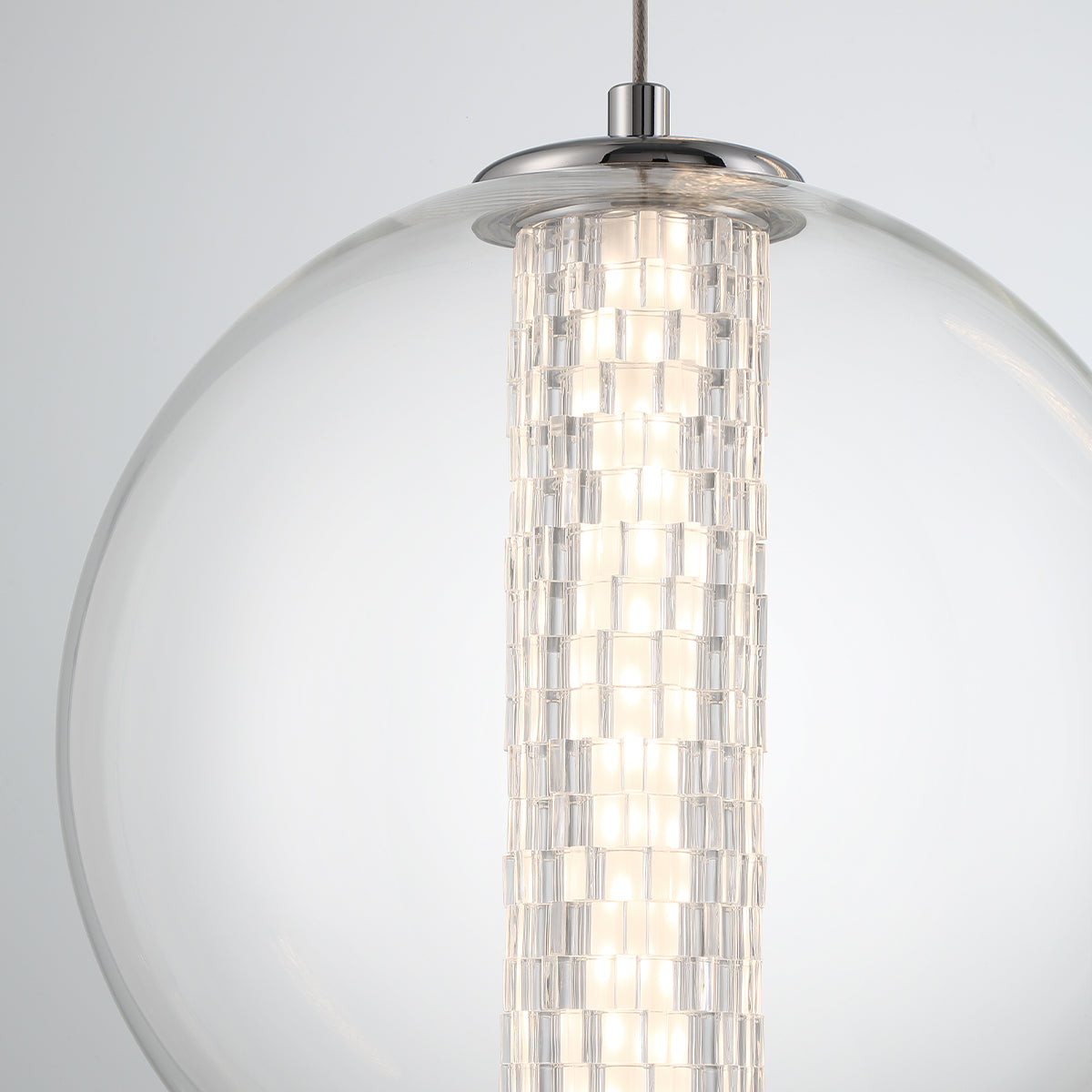 Eurofase Lighting Atomo 9" Chrome Round Dimmable LED Pendant Light With Clear Glass Shade