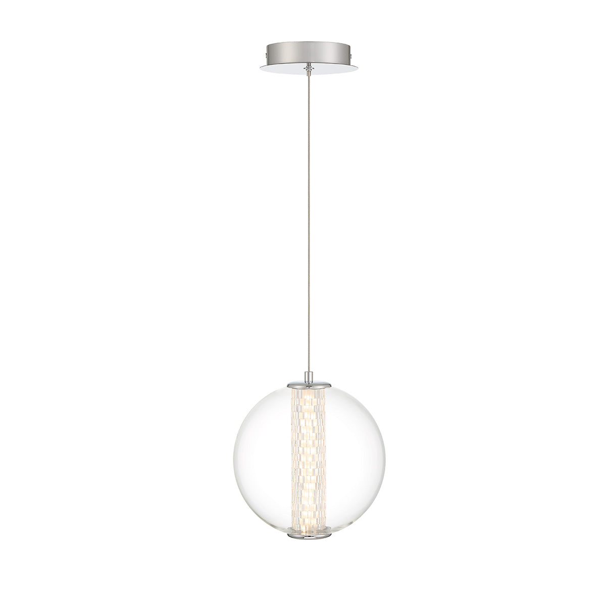 Eurofase Lighting Atomo 9" Chrome Round Dimmable LED Pendant Light With Clear Glass Shade