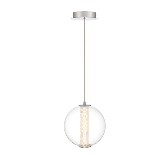 Eurofase Lighting Atomo 9" Chrome Round Dimmable LED Pendant Light With Clear Glass Shade
