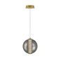 Eurofase Lighting Atomo 9" Gold Round Dimmable LED Pendant Light With Smoked Glass Shade