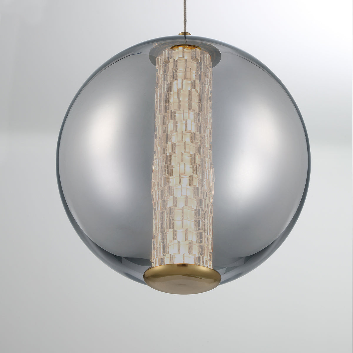Eurofase Lighting Atomo 9" Gold Round Dimmable LED Pendant Light With Smoked Glass Shade