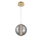 Eurofase Lighting Atomo 9" Gold Round Dimmable LED Pendant Light With Smoked Glass Shade