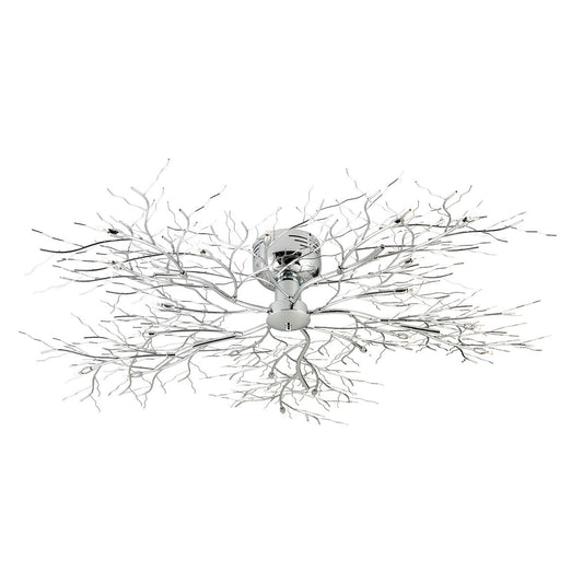 Eurofase Lighting Autumn 45" 20-Light Dimmable Halogen Chrome Flush Mount With Chrome Metal Branch Accents