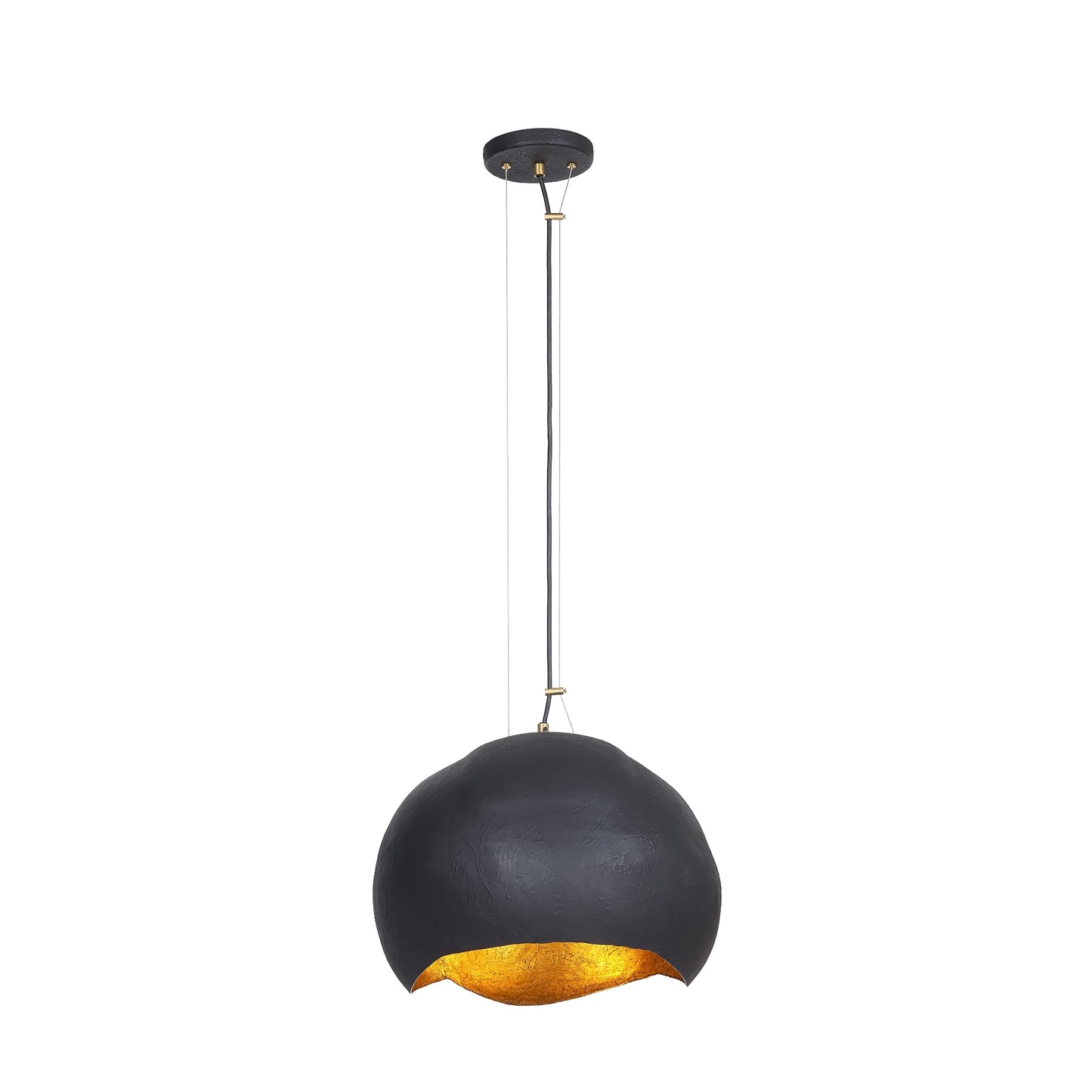 Eurofase Lighting Baleia 18" 2-Light Plaster Black and Gold Foil Iron Pendant Light