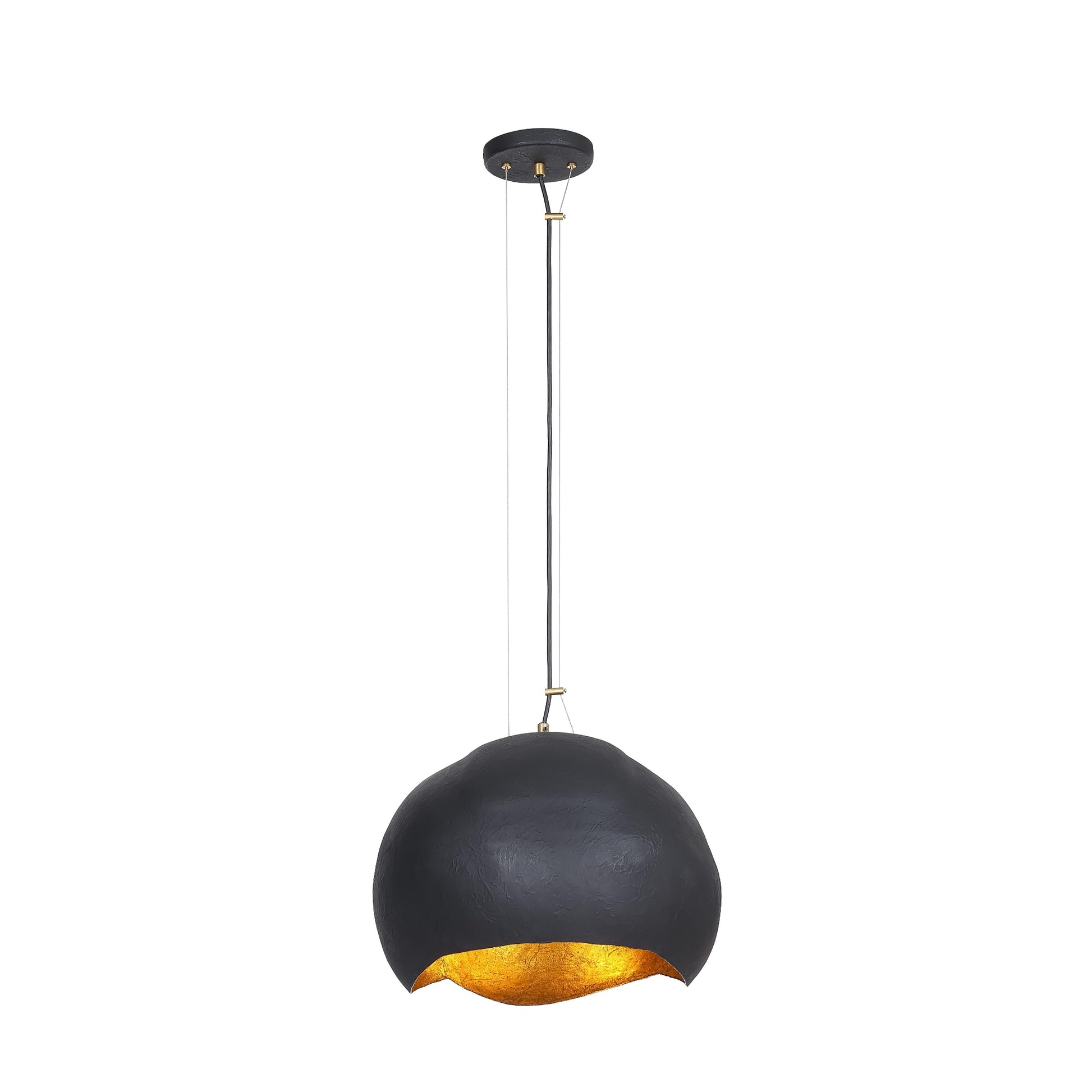 Eurofase Lighting Baleia 18" 2-Light Plaster Black and Gold Foil Iron Pendant Light