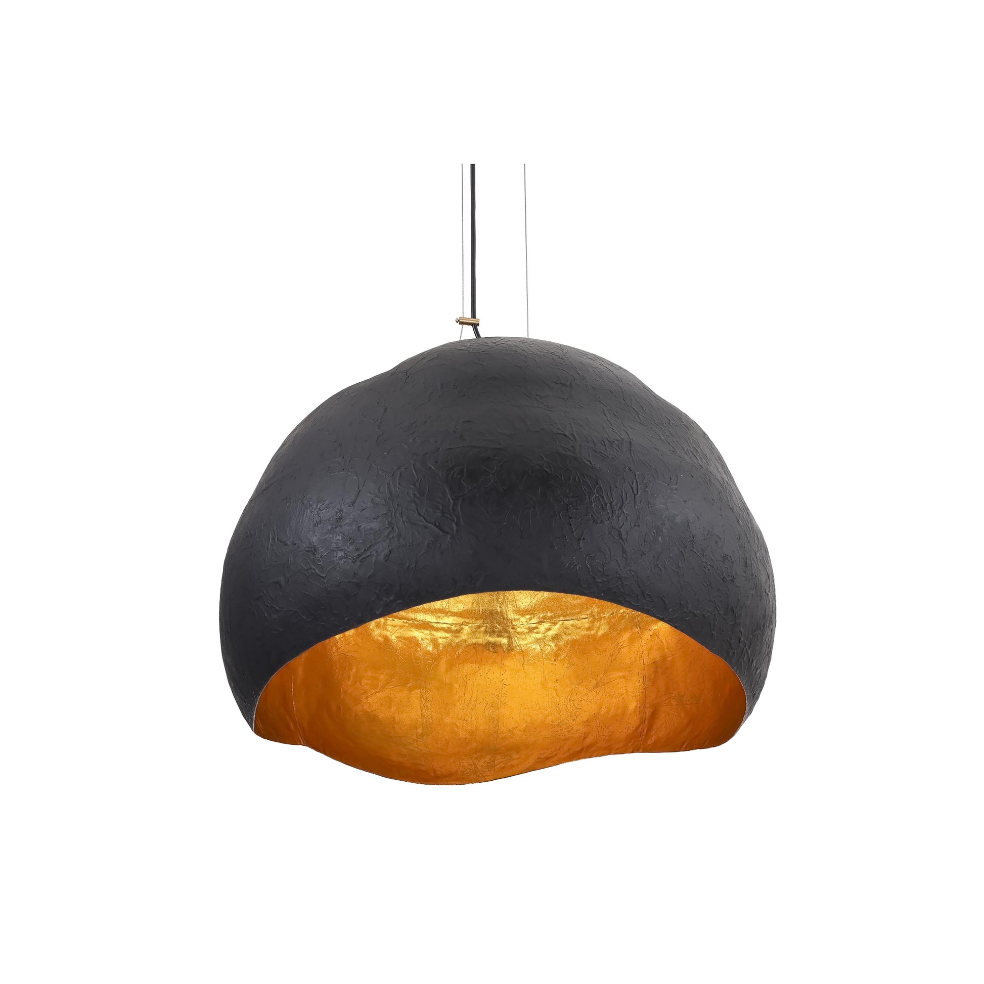 Eurofase Lighting Baleia 24" 3-Light Plaster Black and Gold Foil Iron Pendant Light