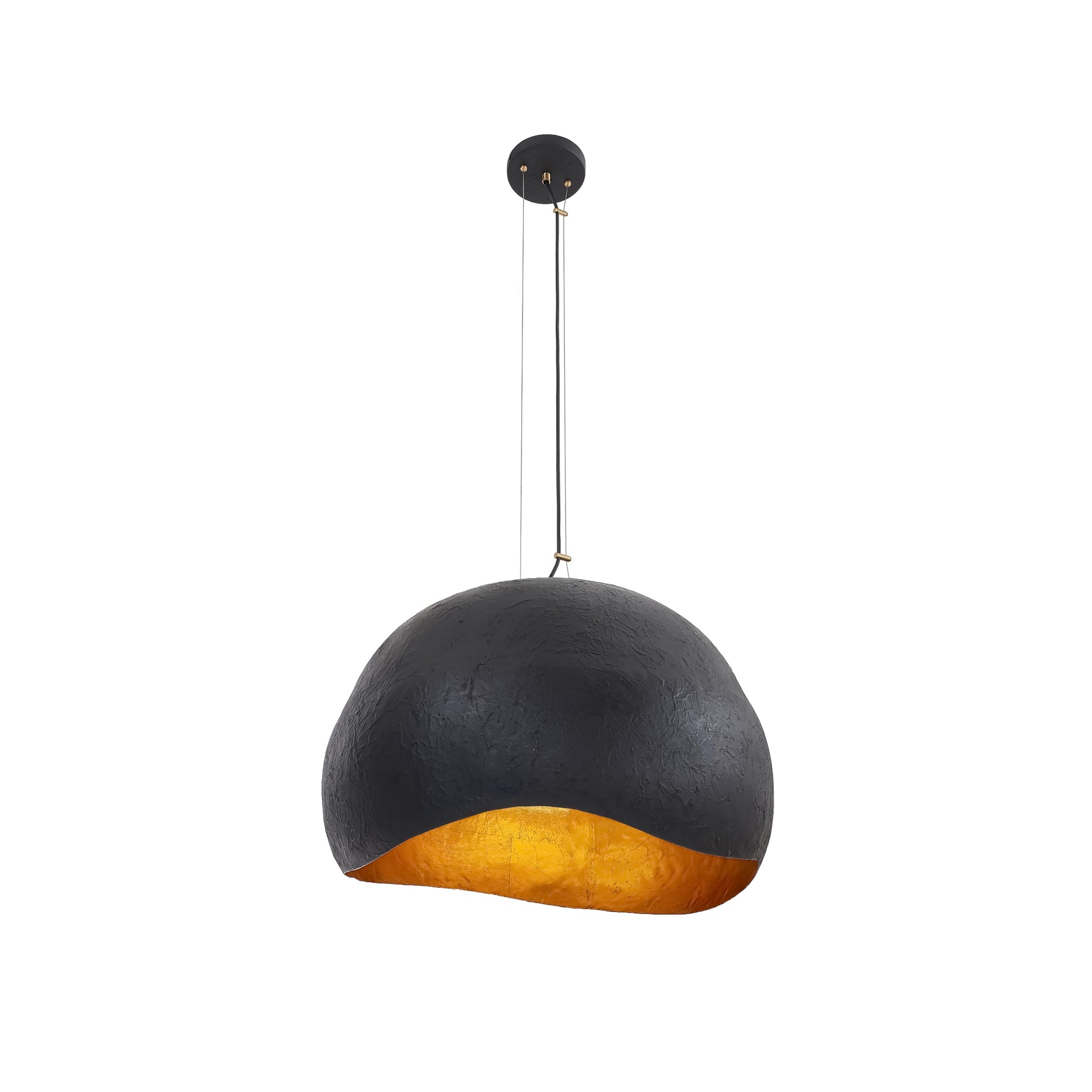 Eurofase Lighting Baleia 24" 3-Light Plaster Black and Gold Foil Iron Pendant Light