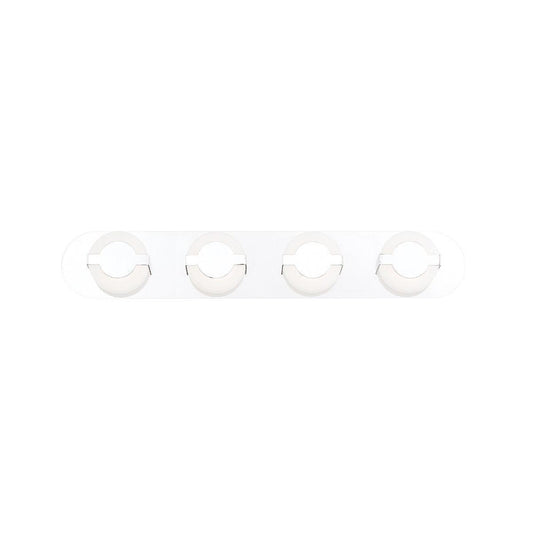 Eurofase Lighting Balewood 29" 4-Light Dimmable Chrome Integrated LED Bath Bar With Circular Frosted Acrylic Shades