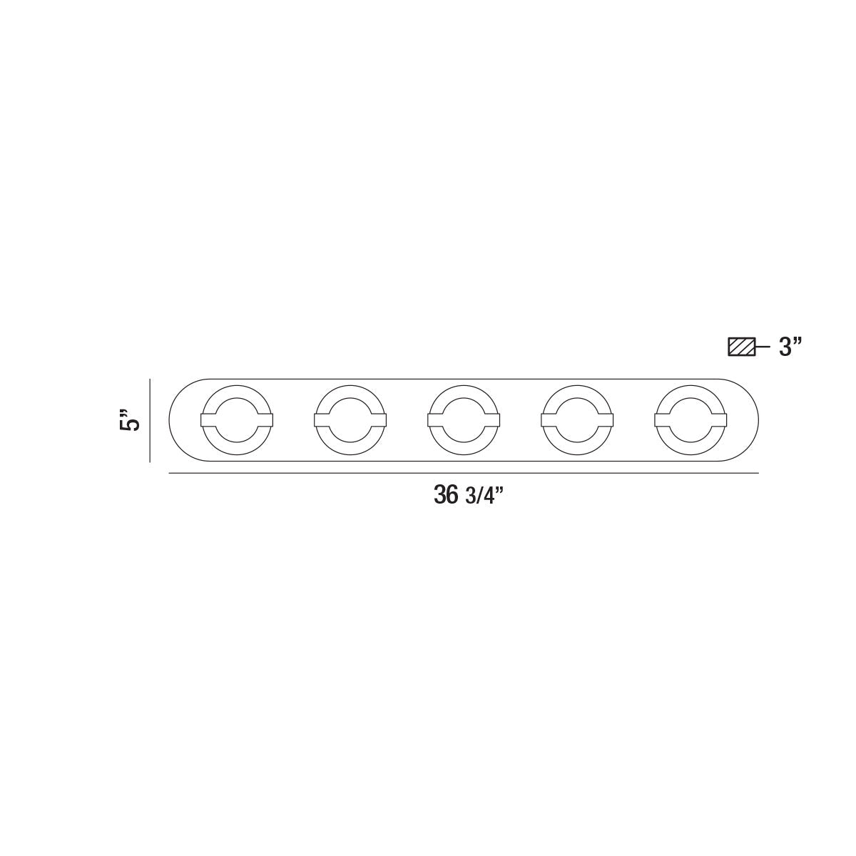 Eurofase Lighting Balewood 34" 5-Light Dimmable Chrome Integrated LED Bath Bar With Circular Frosted Acrylic Shades