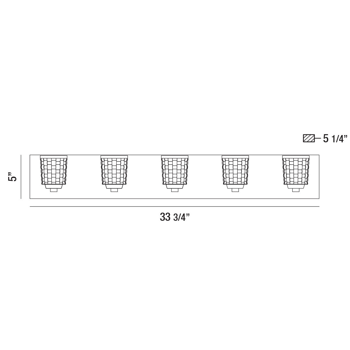 Eurofase Lighting Banbury 33" 5-light Dimmable Integrated LED Rectangular Chrome Bath Bar With Clear Woven Wicker Glass Shades