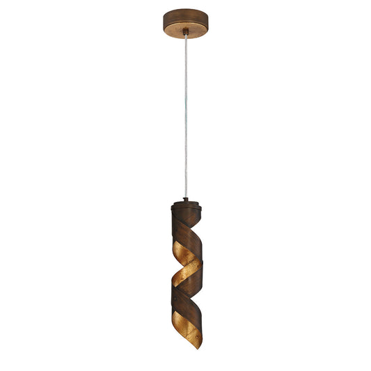 Eurofase Lighting Banderia 17" Dimmable Integrated LED Metal Round Pendant With Bronze And Gold Metal Ribbon Shade