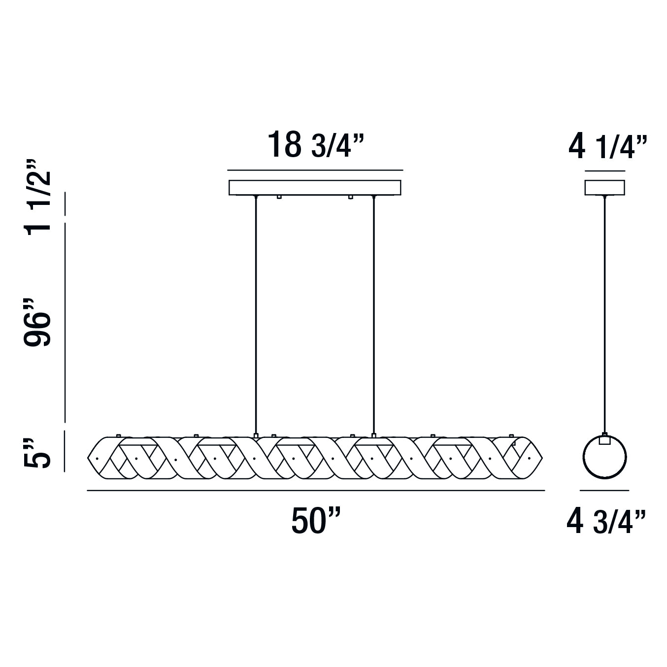 Eurofase Lighting Banderia 50" Dimmable Integrated LED Metal Linear Bronze Chandelier With Bronze And Gold Metal Ribbon Shade