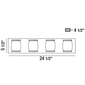 Eurofase Lighting Barile 25" 4-light Dimmable Halogen Bulb Chrome Bath Bar With Barrel Shaped Clear Glass Shades