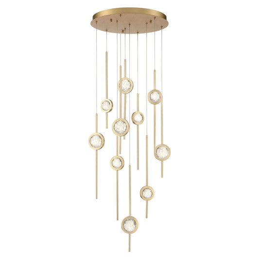 Eurofase Lighting Barletta 24" 10-Light Dimmable Integrated LED Gold Round Chandelier With Gold Anodized Aluminum Shades