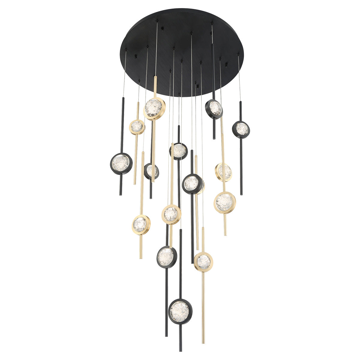 Eurofase Lighting Barletta 32" 16-Light Dimmable Integrated LED Black And Gold Round Chandelier With Black And Gold Anodized Aluminum Shades