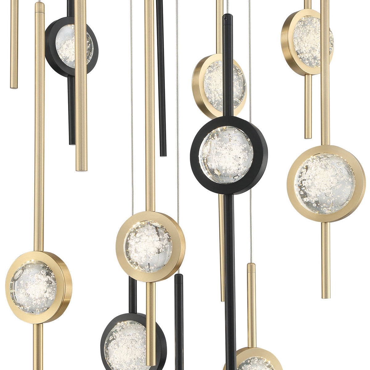 Eurofase Lighting Barletta 32" 16-Light Dimmable Integrated LED Black And Gold Round Chandelier With Black And Gold Anodized Aluminum Shades