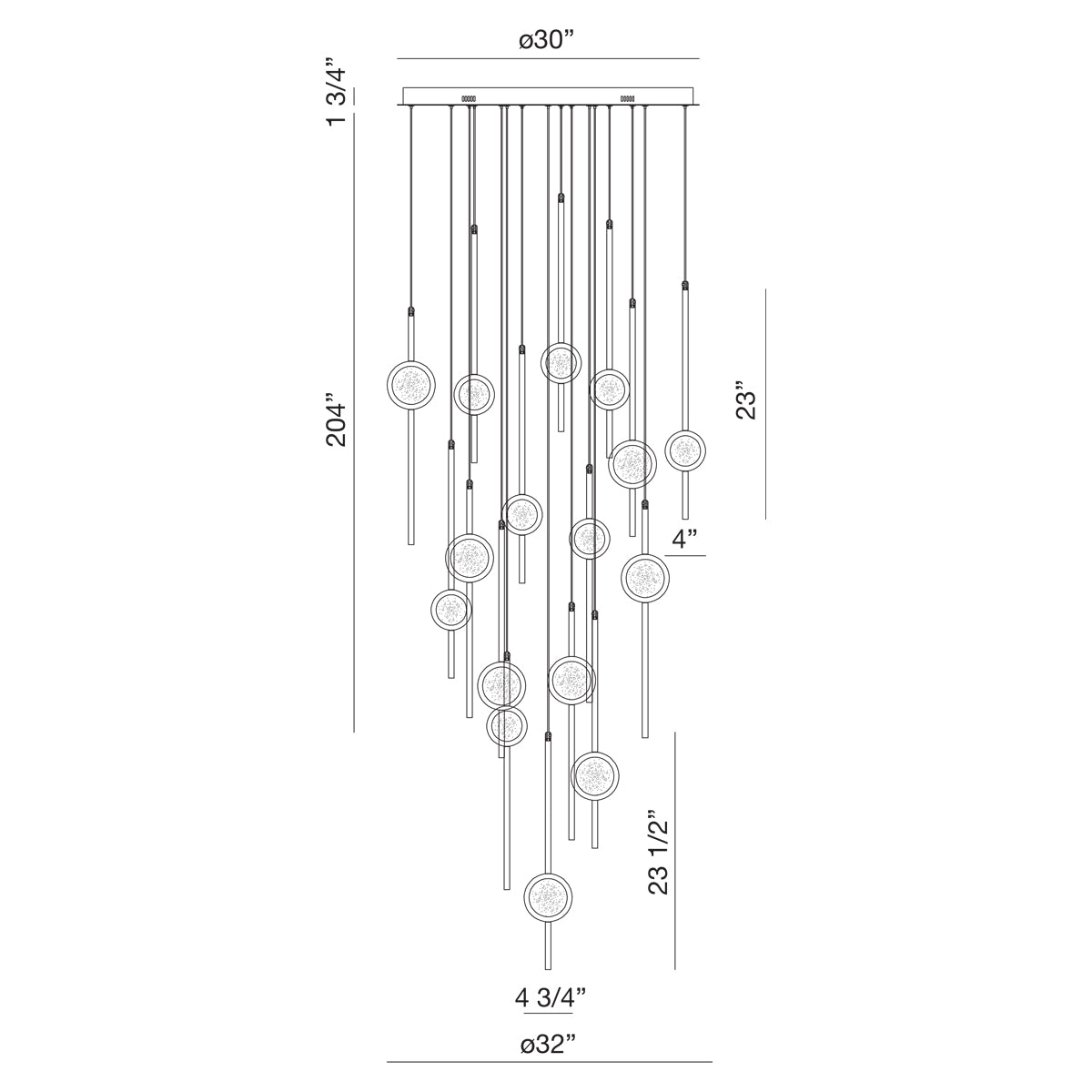 Eurofase Lighting Barletta 32" 16-Light Dimmable Integrated LED Black And Gold Round Chandelier With Black And Gold Anodized Aluminum Shades