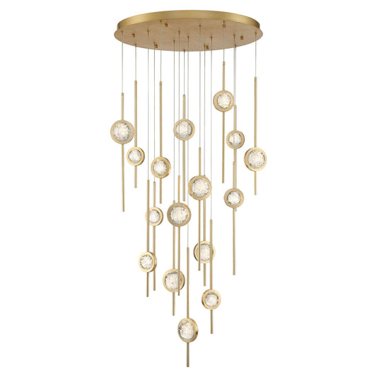 Eurofase Lighting Barletta 32" 16-Light Dimmable Integrated LED Gold Round Chandelier With Gold Anodized Aluminum Shades