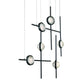Eurofase Lighting Barletta 32" 6-Light Integrated LED Clear Glass Shade Anodized Black Multi Drop Chandelier
