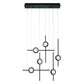 Eurofase Lighting Barletta 32" 6-Light Integrated LED Clear Glass Shade Anodized Black Multi Drop Chandelier