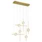 Eurofase Lighting Barletta 32" 6-Light Integrated LED Clear Glass Shade Anodized Gold Multi Drop Chandelier