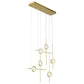 Eurofase Lighting Barletta 32" 6-Light Integrated LED Clear Glass Shade Anodized Gold Multi Drop Chandelier