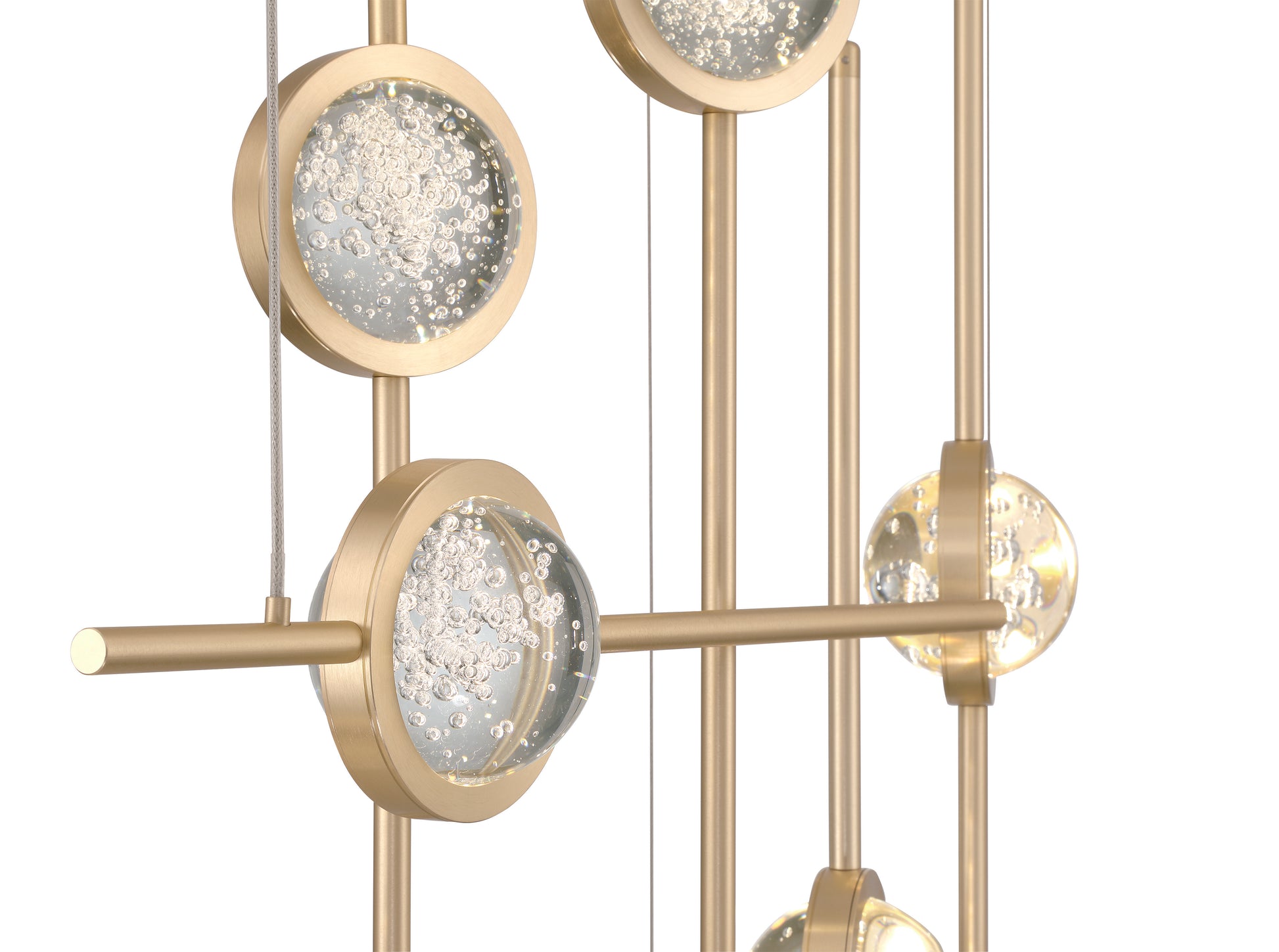 Eurofase Lighting Barletta 32" 6-Light Integrated LED Clear Glass Shade Anodized Gold Multi Drop Chandelier