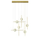 Eurofase Lighting Barletta 32" 6-Light Integrated LED Clear Glass Shade Anodized Gold Multi Drop Chandelier
