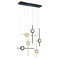 Eurofase Lighting Barletta 32" 6-Light Integrated LED Clear Glass Shade Anodized Gold and Black Multi Drop Chandelier